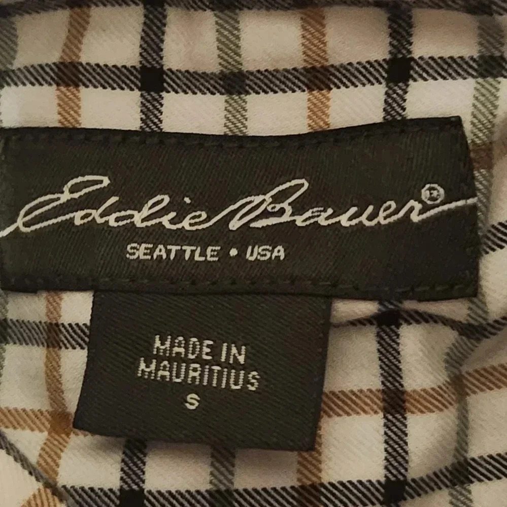 Eddie Bauer cream with multi colored stripes button-down shirt Size Small - Picture 6 of 7